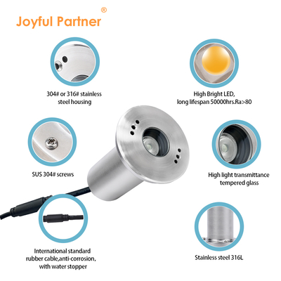أضواء LED تحت الماء RGB Premium 1W/2W/3W مدفونة DMX التحكم 316L الفولاذ المقاوم للصدأ لحمامات السباحة