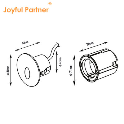 تخصيص أضواء الدرج الغائرة AC220V جسم ألومنيوم مصبوب بالقالب مع غلاف تثبيت بلاستيكي للسلالم