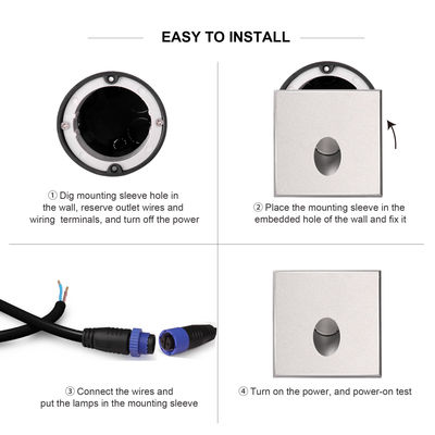 مصباح سلم LED دائري 1 واط 2 واط، هيكل من الألومنيوم المصبوب، مثبت على الحائط للممرات الخارجية