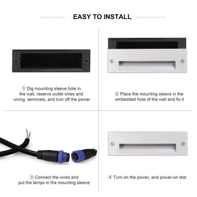 مصباح LED للدرج IP65 5W، تثبيت غائر، 145*45 مم، Osram SMD LED، لون واحد، هيكل ألومنيوم مع مشابك