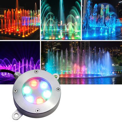 إضاءة نافورة LED قابلة للتحكم بـ DMX512 بجهد 24 فولت تيار مستمر 12 واط 3000 كلفن من الفولاذ المقاوم للصدأ IP68 للمناظر الطبيعية تحت الماء