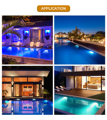 IP68 إضاءة تحت الماء RGB لون الفولاذ المقاوم للصدأ 316L 6 * 2W DC24V DMX 512 قابلة للتحكم للستائر المائية