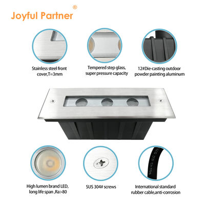 ضوء تحت الأرض المقاوم للماء مدفون DC24V 3X1W LED أحادي اللون CREE/OSRAM LED