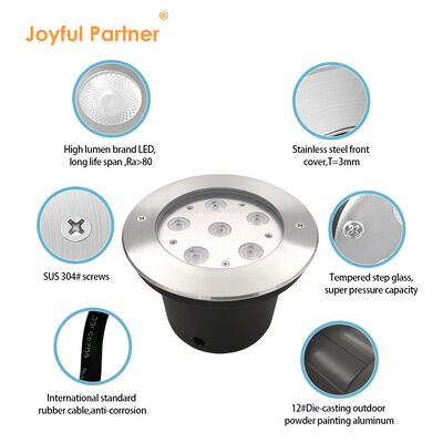 24VDC الخارجي تحت الأرض الضوء مقاوم للماء 6W 12W DIA160MM جسم الفولاذ المقاوم للصدأ للمشروع