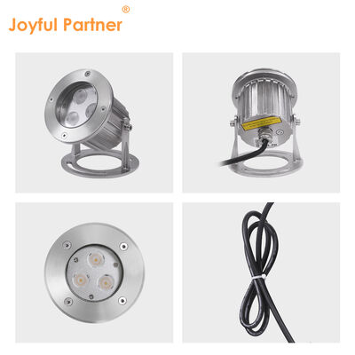 أضواء LED تحت الماء 3x3W RGB 3in1 الفولاذ المقاوم للصدأ 316SS IP68 12V-24V ضوء التيار المنخفض لتطبيق المناظر الطبيعية