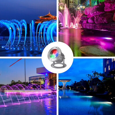 أضواء LED تحت الماء 3x3W RGB 3in1 الفولاذ المقاوم للصدأ 316SS IP68 12V-24V ضوء التيار المنخفض لتطبيق المناظر الطبيعية