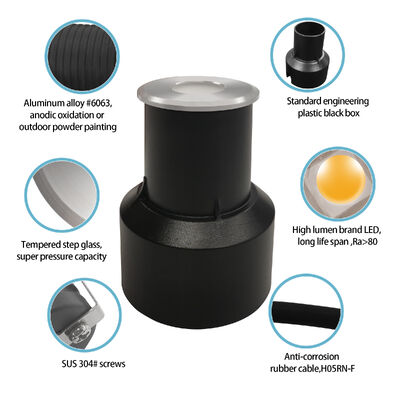 أضواء LED تحت الأرض 3 واط AC100-240V CREE LED غطاء من الفولاذ المقاوم للصدأ 316 CE RoHS مصنع OEM