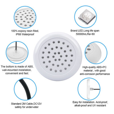 أضواء حمام السباحة OEM/ODM LED تحت الماء مملوءة بالراتنج SMD5050 DC12V SS316L مادة ABS 100*26MM