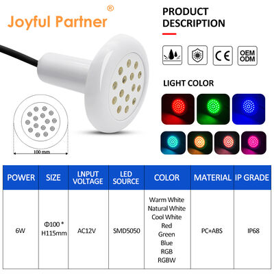 AC12V حمام سباحة ضوء RGB تحت الماء 6W SMD5050 جهاز كمبيوتر منزلي ديكور مع 18 مفتاحا جهاز تحكم عن بعد