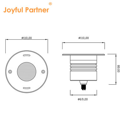 ضوء LED تحت الماء DIA110MM 4W 8W DC24V 316 الغطاء الأمامي من الفولاذ المقاوم للصدأ مع صندوق أسود بلاستيكي