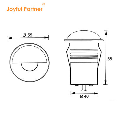 مصباح LED تحت الأرض شبه مظلل بجهد 24 فولت تيار مستمر، قطر 55 مم، 3 واط، 3000 كلفن، IP67 لتطبيقات مسارات الحدائق