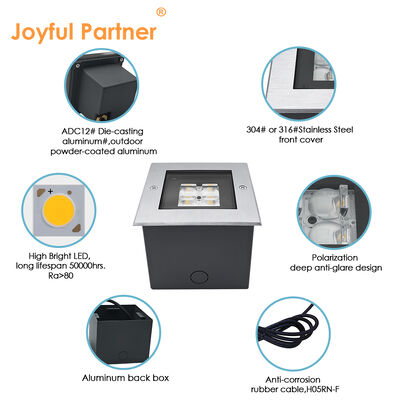 فولاذ مربع متأرجح ضوء AC100-240V 4 * 2W LED 316 حافة الفولاذ المقاوم للصدأ مع كابل كهربائي 0.5M