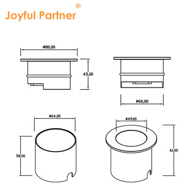 قطبية الأضواء تحت الأرض 4W DC12V 24V زاوية شعاع 30 * 40 درجة معدل IK 08 الألومنيوم النقي 6063# السكن