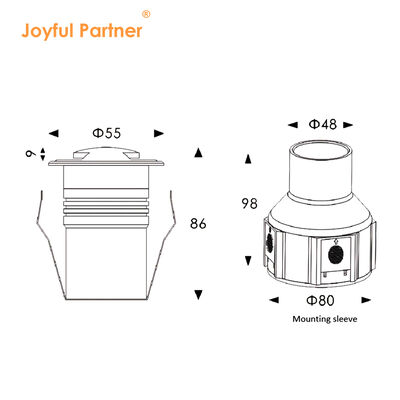 إضاءة LED جانبية أرضية 24VDC 2W 3W LED بشهادة CE ROHS DIA55MM