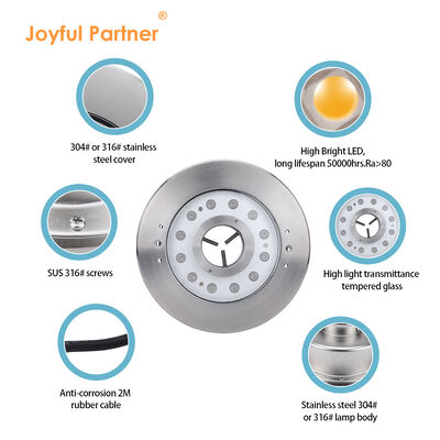 LED Fountain Light Stainless Steel 316 DC24 Volts IP68 36W RGB3in1 Warm White Water Jet With CE Certificate