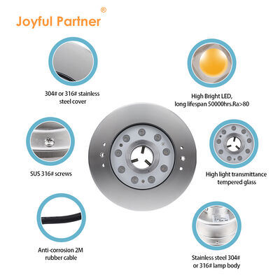 Underwater Pool LED Fountain Light Stainless Steel 316L 9W 18W DMX Control RGB DC24V For Engineering Luminaire