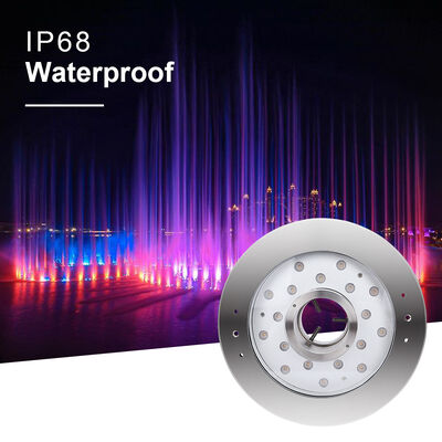 إضاءة نافورة LED قابلة للتحكم بـ DMX512 بجهد 24 فولت من الفولاذ المقاوم للصدأ RGBW لتغيير الألوان للمناظر الطبيعية تحت الماء