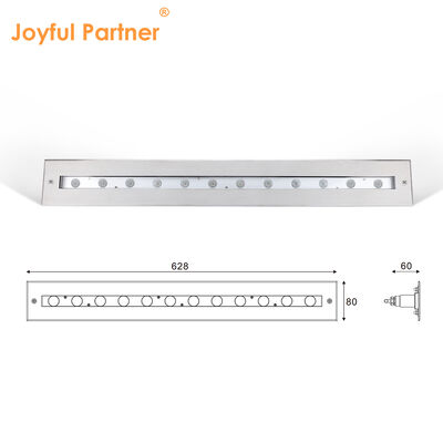 إضاءة خطية تحت الماء 12 فولت تيار مستمر من الفولاذ المقاوم للصدأ 316 DMX 512 RGB 12 واط 24 واط بطول 628 مم للشلال