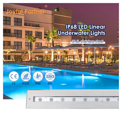 إضاءة خطية تحت الماء 12 فولت تيار مستمر من الفولاذ المقاوم للصدأ 316 DMX 512 RGB 12 واط 24 واط بطول 628 مم للشلال