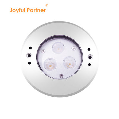 DIA 118mm IP68 304 الفولاذ المقاوم للصدأ الدافئ الأبيض تحت الماء ضوء LED 3W DC24v مع غطاء تركيب بلاستيكي