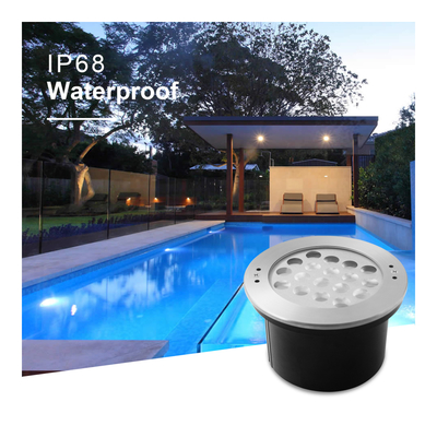 ضوء غاطس تحت الماء DC24V 18W RGB من الفولاذ المقاوم للصدأ 316 مع جهاز تحكم عن بعد ومحول