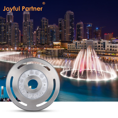 ضوء نافورة LED تحت الماء IP68 12W 24W 36W أبيض دافئ أزرق RGB ستانلس ستيل 316L بقطر 285 مم